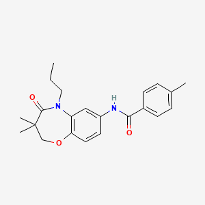 molecular formula C22H26N2O3 B2734054 N-(3,3-dimethyl-4-oxo-5-propyl-2,3,4,5-tetrahydro-1,5-benzoxazepin-7-yl)-4-methylbenzamide CAS No. 921864-75-7