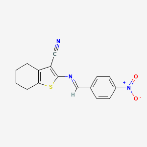 (E)-2-((4-nitrobenzylidene)amino)-4,5,6,7-tetrahydrobenzo[b]thiophene-3-carbonitrile