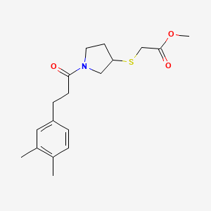 Methyl 2-((1-(3-(3,4-dimethylphenyl)propanoyl)pyrrolidin-3-yl)thio)acetate