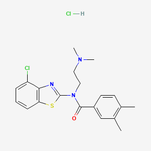 molecular formula C20H23Cl2N3OS B2734096 N-(4-CHLORO-1,3-BENZOTHIAZOL-2-YL)-N-[2-(DIMETHYLAMINO)ETHYL]-3,4-DIMETHYLBENZAMIDE HYDROCHLORIDE CAS No. 1216504-77-6
