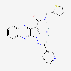 (E)-2-amino-1-((pyridin-3-ylmethylene)amino)-N-(thiophen-2-ylmethyl)-1H-pyrrolo[2,3-b]quinoxaline-3-carboxamide