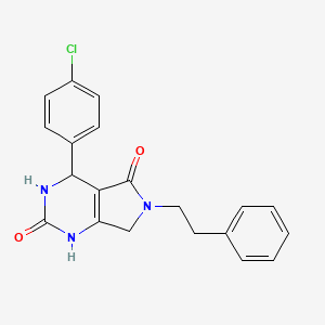 molecular formula C20H18ClN3O2 B2734113 4-(4-chlorophenyl)-6-phenethyl-3,4,6,7-tetrahydro-1H-pyrrolo[3,4-d]pyrimidine-2,5-dione CAS No. 940786-31-2