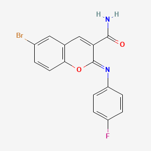 (2Z)-6-bromo-2-[(4-fluorophenyl)imino]-2H-chromene-3-carboxamide