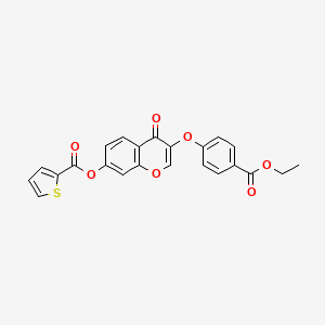 molecular formula C23H16O7S B2734127 3-(4-(ethoxycarbonyl)phenoxy)-4-oxo-4H-chromen-7-yl thiophene-2-carboxylate CAS No. 637751-37-2