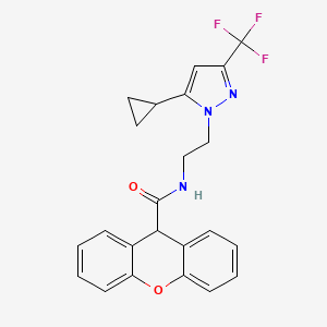 molecular formula C23H20F3N3O2 B2734129 N-(2-(5-cyclopropyl-3-(trifluoromethyl)-1H-pyrazol-1-yl)ethyl)-9H-xanthene-9-carboxamide CAS No. 1797717-36-2