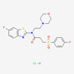N-(6-fluorobenzo[d]thiazol-2-yl)-3-((4-fluorophenyl)sulfonyl)-N-(2-morpholinoethyl)propanamide hydrochloride