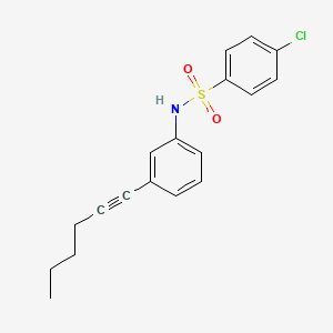molecular formula C18H18ClNO2S B2734147 4-chloro-N-[3-(1-hexynyl)phenyl]benzenesulfonamide CAS No. 861209-81-6