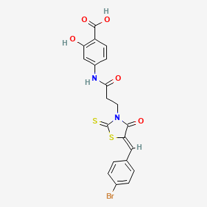 B2734149 (Z)-4-(3-(5-(4-bromobenzylidene)-4-oxo-2-thioxothiazolidin-3-yl)propanamido)-2-hydroxybenzoic acid CAS No. 681252-39-1