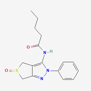 molecular formula C16H19N3O2S B2734160 N-(5-oxido-2-phenyl-4,6-dihydro-2H-thieno[3,4-c]pyrazol-3-yl)pentanamide CAS No. 1007195-07-4