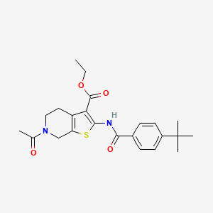 molecular formula C23H28N2O4S B2734165 ethyl 6-acetyl-2-(4-tert-butylbenzamido)-4H,5H,6H,7H-thieno[2,3-c]pyridine-3-carboxylate CAS No. 896680-10-7