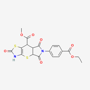 Methyl 6-(4-(ethoxycarbonyl)phenyl)-2,5,7-trioxo-2,3,4a,5,6,7,7a,8-octahydropyrrolo[3',4':5,6]thiopyrano[2,3-d]thiazole-8-carboxylate