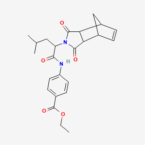 molecular formula C24H28N2O5 B2734185 ethyl 4-(2-(1,3-dioxo-3a,4,7,7a-tetrahydro-1H-4,7-methanoisoindol-2(3H)-yl)-4-methylpentanamido)benzoate CAS No. 1094605-32-9