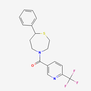 B2734187 (7-Phenyl-1,4-thiazepan-4-yl)(6-(trifluoromethyl)pyridin-3-yl)methanone CAS No. 1797737-86-0