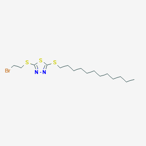 molecular formula C16H29BrN2S3 B2734188 2-[(2-Bromoethyl)sulfanyl]-5-(dodecylsulfanyl)-1,3,4-thiadiazole CAS No. 128016-40-0