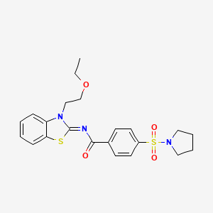 molecular formula C22H25N3O4S2 B2734189 (Z)-N-(3-(2-ethoxyethyl)benzo[d]thiazol-2(3H)-ylidene)-4-(pyrrolidin-1-ylsulfonyl)benzamide CAS No. 865162-33-0