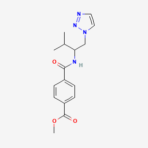 molecular formula C16H20N4O3 B2734192 methyl 4-((3-methyl-1-(1H-1,2,3-triazol-1-yl)butan-2-yl)carbamoyl)benzoate CAS No. 2034229-08-6