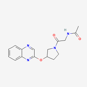 molecular formula C16H18N4O3 B2734200 N-{2-oxo-2-[3-(quinoxalin-2-yloxy)pyrrolidin-1-yl]ethyl}acetamide CAS No. 2097916-42-0