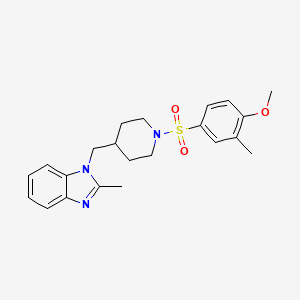 molecular formula C22H27N3O3S B2734201 1-((1-((4-methoxy-3-methylphenyl)sulfonyl)piperidin-4-yl)methyl)-2-methyl-1H-benzo[d]imidazole CAS No. 1210738-43-4
