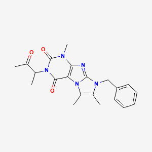 molecular formula C21H23N5O3 B2734209 6-Benzyl-4,7,8-trimethyl-2-(3-oxobutan-2-yl)purino[7,8-a]imidazole-1,3-dione CAS No. 878718-31-1