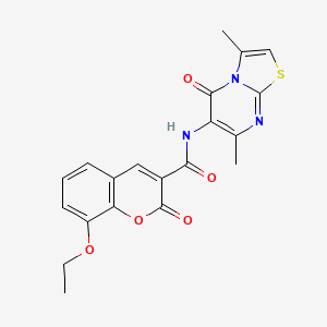 molecular formula C20H17N3O5S B2734210 N-(3,7-二甲基-5-氧代-5H-噻唑并[3,2-a]嘧啶-6-基)-8-乙氧基-2-氧代-2H-香豆素-3-羧酰胺 CAS No. 946223-44-5