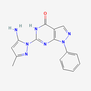 molecular formula C15H13N7O B2734221 6-(5-amino-3-methylpyrazol-1-yl)-1-phenyl-5H-pyrazolo[3,4-d]pyrimidin-4-one CAS No. 1171811-95-2