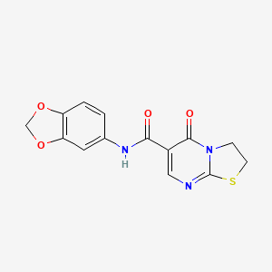 molecular formula C14H11N3O4S B2734222 N-(2H-1,3-benzodioxol-5-yl)-5-oxo-2H,3H,5H-[1,3]thiazolo[3,2-a]pyrimidine-6-carboxamide CAS No. 532965-60-9