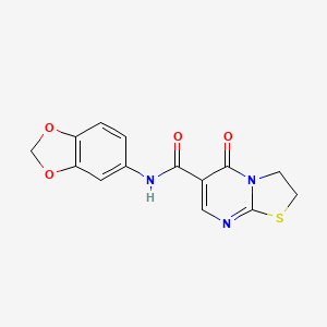 molecular formula C14H11N3O4S B2734222 N-(1,3-benzodioxol-5-yl)-5-oxo-2,3-dihydrothiazolo[3,2-a]pyrimidine-6-carboxamide CAS No. 532965-60-9