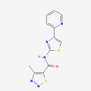 molecular formula C12H9N5OS2 B2734223 4-methyl-N-(4-(pyridin-2-yl)thiazol-2-yl)-1,2,3-thiadiazole-5-carboxamide CAS No. 1203350-53-1