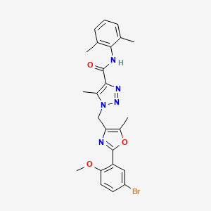 molecular formula C24H24BrN5O3 B2734263 1-{[2-(5-溴-2-甲氧基苯基)-5-甲基-1,3-噁唑-4-基]甲基}-N-(2,6-二甲基苯基)-5-甲基-1H-1,2,3-噻唑-4-甲酰胺 CAS No. 1359105-49-9