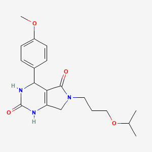 molecular formula C19H25N3O4 B2734265 6-(3-isopropoxypropyl)-4-(4-methoxyphenyl)-3,4,6,7-tetrahydro-1H-pyrrolo[3,4-d]pyrimidine-2,5-dione CAS No. 930732-46-0