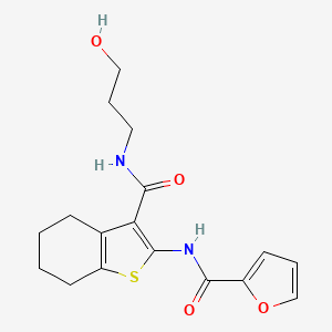 molecular formula C17H20N2O4S B2734266 N-{3-[(3-hydroxypropyl)carbamoyl]-4,5,6,7-tetrahydro-1-benzothiophen-2-yl}furan-2-carboxamide CAS No. 455918-22-6