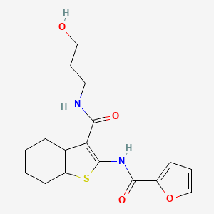 molecular formula C17H20N2O4S B2734266 N-[3-(3-hydroxypropylcarbamoyl)-4,5,6,7-tetrahydro-1-benzothiophen-2-yl]furan-2-carboxamide CAS No. 455918-22-6