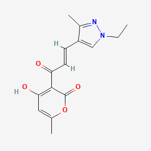 (E)-3-(3-(1-ethyl-3-methyl-1H-pyrazol-4-yl)acryloyl)-4-hydroxy-6-methyl-2H-pyran-2-one