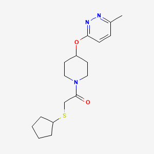 molecular formula C17H25N3O2S B2734272 2-(Cyclopentylthio)-1-(4-((6-methylpyridazin-3-yl)oxy)piperidin-1-yl)ethanone CAS No. 1797536-49-2