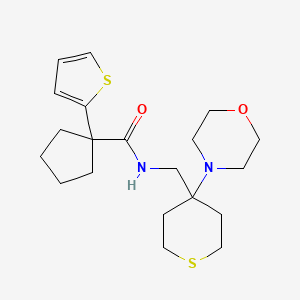 molecular formula C20H30N2O2S2 B2734273 N-{[4-(morpholin-4-yl)thian-4-yl]methyl}-1-(thiophen-2-yl)cyclopentane-1-carboxamide CAS No. 2380184-65-4
