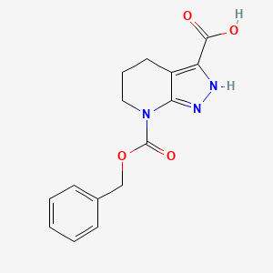 molecular formula C15H15N3O4 B2734276 7-Phenylmethoxycarbonyl-2,4,5,6-tetrahydropyrazolo[3,4-b]pyridine-3-carboxylic acid CAS No. 2248293-18-5