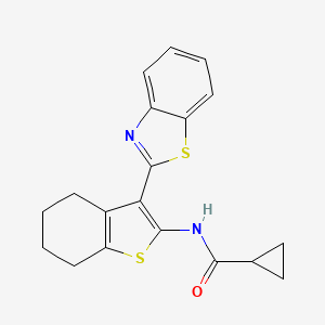 molecular formula C19H18N2OS2 B2734290 N-[3-(1,3-benzothiazol-2-yl)-4,5,6,7-tetrahydro-1-benzothiophen-2-yl]cyclopropanecarboxamide CAS No. 328037-96-3