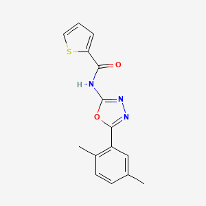 molecular formula C15H13N3O2S B2734300 N-[5-(2,5-dimethylphenyl)-1,3,4-oxadiazol-2-yl]thiophene-2-carboxamide CAS No. 891117-84-3
