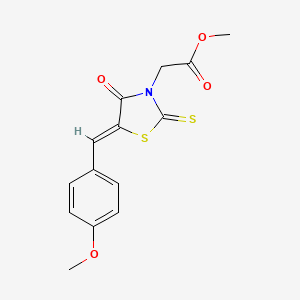 molecular formula C14H13NO4S2 B2734319 methyl [(5Z)-5-(4-methoxybenzylidene)-4-oxo-2-thioxo-1,3-thiazolidin-3-yl]acetate CAS No. 1660130-41-5