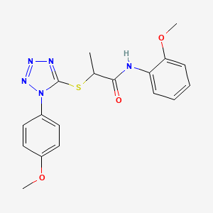 molecular formula C18H19N5O3S B2734330 N-(2-methoxyphenyl)-2-{[1-(4-methoxyphenyl)-1H-1,2,3,4-tetrazol-5-yl]sulfanyl}propanamide CAS No. 887348-15-4