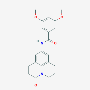 molecular formula C21H22N2O4 B2734340 3,5-dimethoxy-N-(3-oxo-1,2,3,5,6,7-hexahydropyrido[3,2,1-ij]quinolin-9-yl)benzamide CAS No. 898412-00-5