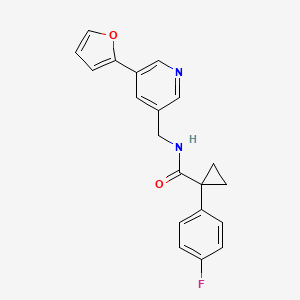 1-(4-fluorophenyl)-N-((5-(furan-2-yl)pyridin-3-yl)methyl)cyclopropanecarboxamide
