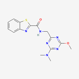 molecular formula C15H16N6O2S B2734390 N-((4-(dimethylamino)-6-methoxy-1,3,5-triazin-2-yl)methyl)benzo[d]thiazole-2-carboxamide CAS No. 2034276-60-1