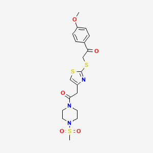 1-(4-Methoxyphenyl)-2-((4-(2-(4-(methylsulfonyl)piperazin-1-yl)-2-oxoethyl)thiazol-2-yl)thio)ethanone