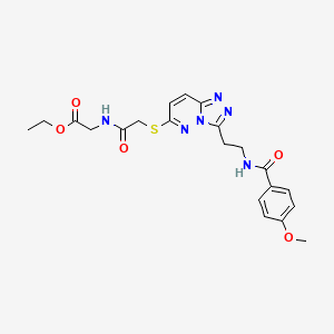 Ethyl 2-(2-((3-(2-(4-methoxybenzamido)ethyl)-[1,2,4]triazolo[4,3-b]pyridazin-6-yl)thio)acetamido)acetate