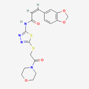 molecular formula C18H18N4O5S2 B2734483 (Z)-3-(benzo[d][1,3]dioxol-5-yl)-N-(5-((2-morpholino-2-oxoethyl)thio)-1,3,4-thiadiazol-2-yl)acrylamide CAS No. 476466-17-8