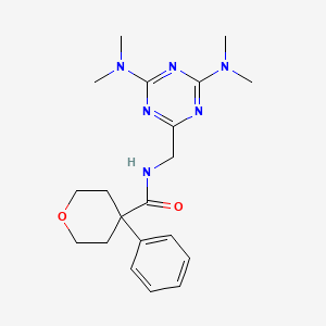molecular formula C20H28N6O2 B2734517 N-{[4,6-bis(dimethylamino)-1,3,5-triazin-2-yl]methyl}-4-phenyloxane-4-carboxamide CAS No. 2034572-68-2