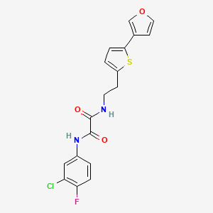 molecular formula C18H14ClFN2O3S B2734527 N'-(3-chloro-4-fluorophenyl)-N-{2-[5-(furan-3-yl)thiophen-2-yl]ethyl}ethanediamide CAS No. 2034548-59-7