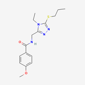 molecular formula C16H22N4O2S B2734603 N-{[4-ethyl-5-(propylsulfanyl)-4H-1,2,4-triazol-3-yl]methyl}-4-methoxybenzamide CAS No. 476448-80-3