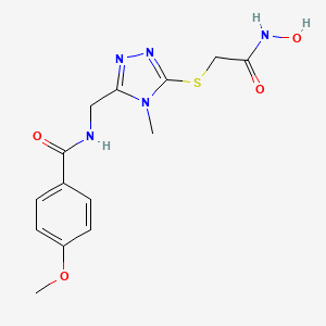 molecular formula C14H17N5O4S B2734621 N-((5-((2-(hydroxyamino)-2-oxoethyl)thio)-4-methyl-4H-1,2,4-triazol-3-yl)methyl)-4-methoxybenzamide CAS No. 878065-02-2